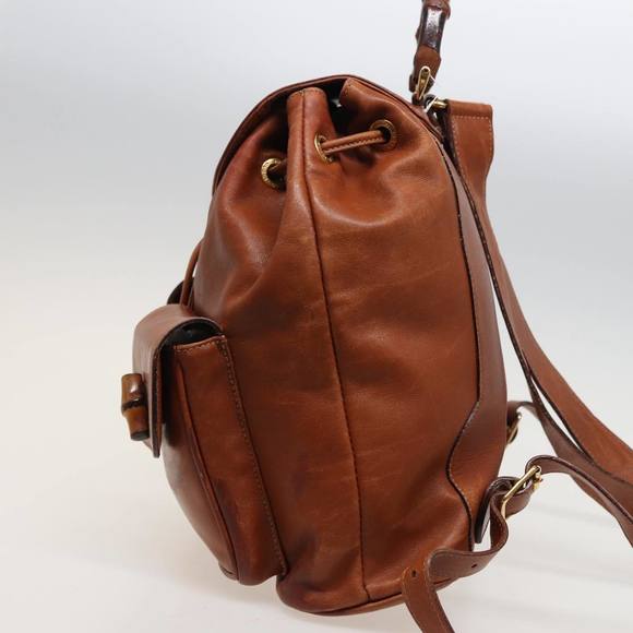 GUCCI Bamboo Backpack Leather Brown 003 2058 0016 Auth 76808 - Picture 4 of 16